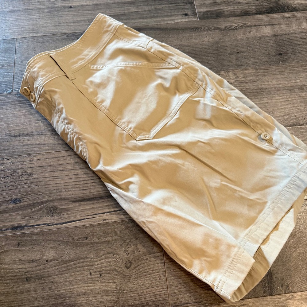 Eddie Bauer Rolled Hem Bermuda Shorts 16 Tan Khaki Roll Up Tab Outdoor Hiking